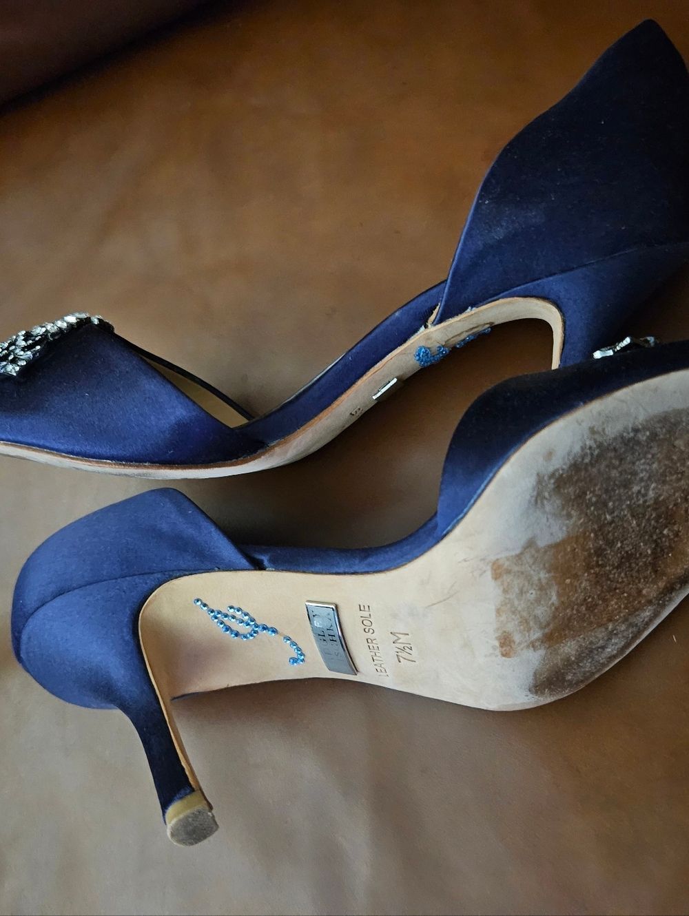 Badgley Mischka Satin D'Orsay Heels with Crystal Embellishment 7.5 - Picture 3 of 4